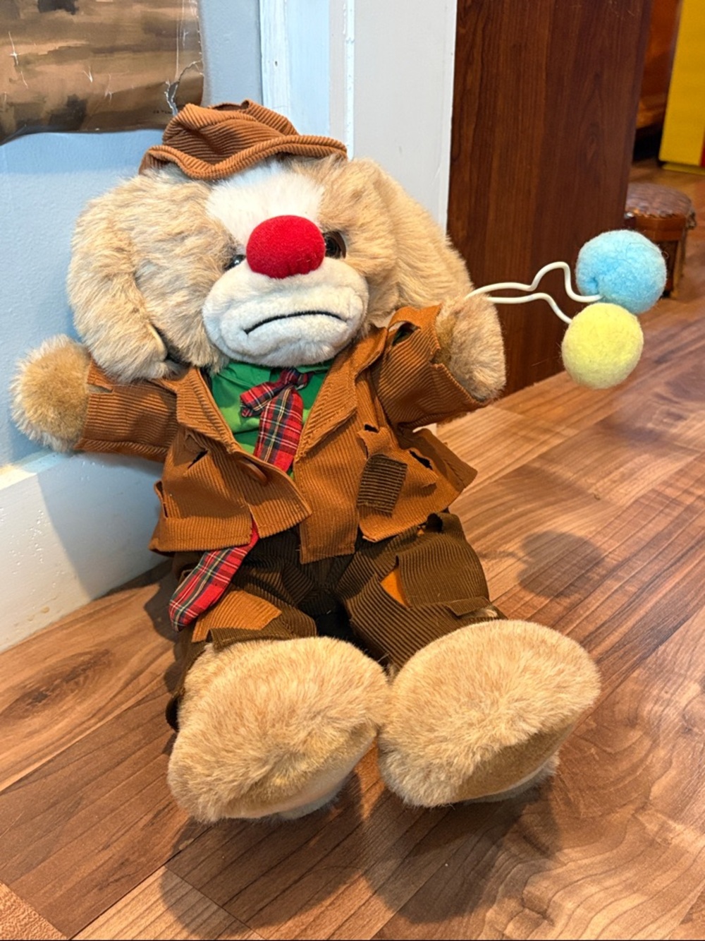 Amani EMMETT KELLY JR Plush Bear Hobo Clown Doll Tags 18” no hang tag